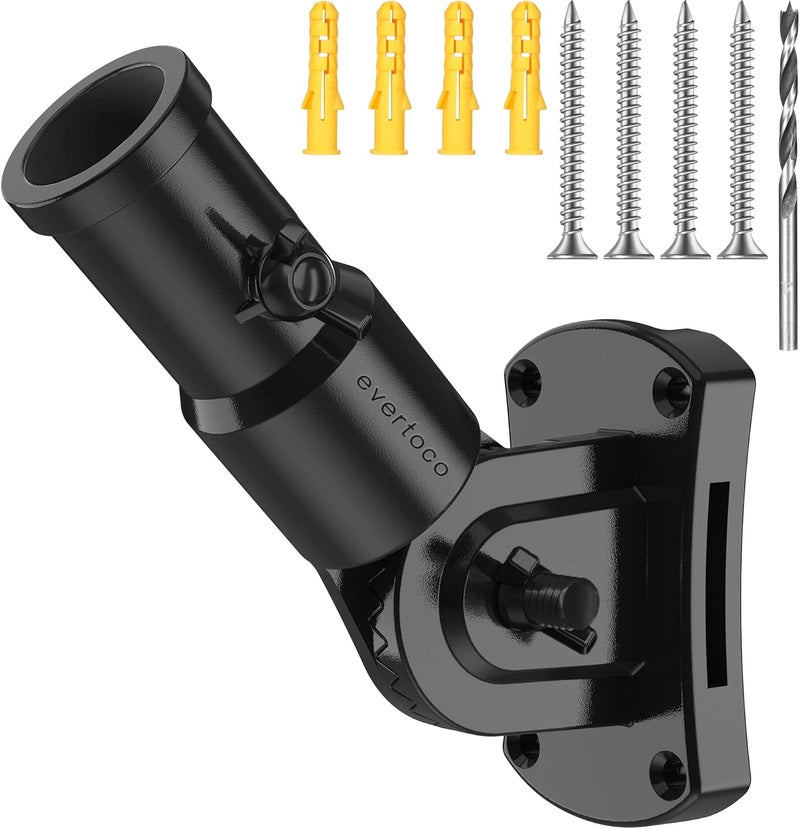 evertoco Heavy Duty T304 Stainless Steel Flag Pole Bracket - 180° Adjustable Flag Pole Holder for House with Two Installation Methods, Flag Mount for 1" Diameter Pole, Wind Resistant&Rust Free Black - Image 1